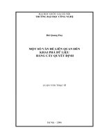 Luận văn thạc sĩ VNU UET một số vấn đề liên quan đến khai phá dữ liệu bằng cây quyết định  luận văn ths  công nghệ thông tin 1 01 10 