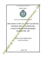 LUẬN văn THẠC sĩ thực trạng và yêu cầu về đào tạo liên tục cho nhân viên y tế tại bệnh viện y dược cổ truyền tỉnh thanh hóa giai đoạn 2016   2017 