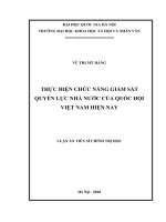 Luận án tiến sĩ thực hiện chức năng giám sát quyền lực nhà nước của quốc hội việt nam hiện nay 