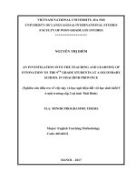 Luận văn thạc sĩ VNU ULIS an investigation into the teaching and learning of intonation to the 9th grade students at a secondary school in thai binh province  