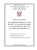 QUAN điểm hồ CHÍ MINH về vấn đề đạo đức và vận DỤNG QUAN điểm ấy vào GIÁO dục hạn CHẾ sự vô cảm TRONG GIỚI TRẺ HIỆN NAY  