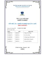 TIỂU LUẬN MÔN HỌC KHỞI NGHIỆP ĐỀ ÁN KHỞI NGHIỆP QUÁN CAFÉ BƠ COFFEE