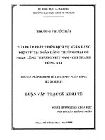 Luận văn thạc sĩ UEH giải pháp phát triển dịch vụ ngân hàng điện tử tại ngân hàng thương mại cổ phần công thương việt nam chi nhánh đồng nai , luận văn thạc sĩ 