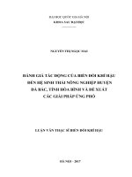 LUẬN văn THẠC sĩ đánh giá tác động của biến đổi khí hậu đến hệ sinh thái nông nghiệp huyện đà bắc, tỉnh hòa bình và đề xuất các giải pháp ứng phó  