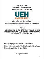 NGHIÊN cứu, KHẢO sát TÌNH TRẠNG NGHIÊN cứu, KHẢO sát TÌNH TRẠNG “PEER PRESSURE” (áp lực ĐỒNG TRANG lứa) TRONG GIỚI TRẺ HIỆN NAY 