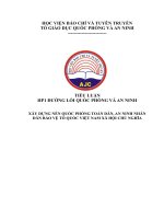 (TIỂU LUẬN) TIỂU LUẬN HP1 ĐƯỜNG lối QUỐC PHÒNG và AN NINH xây DỰNG nền QUỐC PHÒNG TOÀN dân, AN NINH NHÂN dân bảo vệ tổ QUỐC VIỆT NAM xã hội CHỦ NGHĨA 