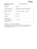 (TIỂU LUẬN) SITUATIONAL INFLUENCES ON CONSUMER BEHAVIOUR 