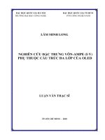 Luận văn thạc sĩ VNU UET nghiên cứu đặc trưng vôn ampe (i v) phụ thuộc cấu trúc đa lớp của OLED  luận văn ths  vật liệu và linh kiện nanô 