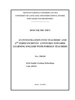 Luận văn thạc sĩ VNU ULIS an investigation into teachers’ and 6th form students’ attitudes towards learning english with foreign teachers 