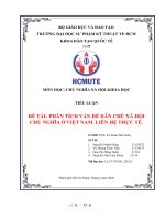 (TIỂU LUẬN) TIỂU LUẬN đề tài PHÂN TÍCH vấn đề dân CHỦ xã hội CHỦ NGHĨA ở VIỆT NAM  LIÊN hệ THỰC tế  