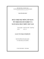 Luận văn thạc sĩ UEH hoàn thiện hệ thống xếp hạng tín nhiệm doanh nghiệp của ngân hàng phát triển việt nam 