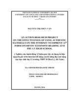 Luận văn thạc sĩ VNU ULIS an action research project on the effectiveness of using authentic materials on the internet to improve 12th form students extensive reading at b phu ly high school 