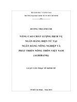 Luận văn thạc sĩ UEH nâng cao chất lượng dịch vụ ngân hàng nông nghiệp và phát triển nông thôn việt nam (agribank) 