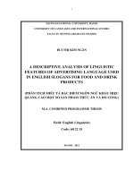 Luận văn thạc sĩ VNU ULIS a descriptive analysis of linguistic features of advertising language used in english slogans for food and drink products 