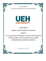 (TIỂU LUẬN) tiểu luận  an analysis of southeast nations involvement in the global value chain in the laboremployment garment industry 