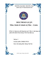 (TIỂU LUẬN) thảo luận nhóm TMU lý luận sản xuất hàng hoá của c mác và vận dụng vào phát triển kinh tế thị trường ở việt nam hiện nay 