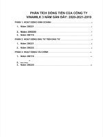 PHÂN TÍCH DÒNG TIỀN của CÔNG TY VINAMILK 3 năm gần đây 2020 2021 2019 