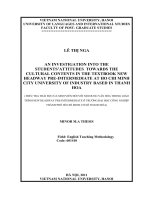 Luận văn thạc sĩ VNU ULIS an investigation into the students attitudes towards the cultural contents in the textbook new headway pre intermediate at ho chi minh city university of industry based in thanh hoa 