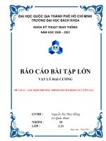 BÁO cáo bài tập lớn vật lý đại CƯƠNG đề tài 11 – xác ĐỊNH PHƯƠNG TRÌNH CHUYỂN ĐỘNG của tên lửa 