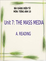 Bài giảng Tiếng Anh 10 unit 7 (Reading)