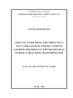 Luận văn thạc sĩ USSH Công tác xã hội trong việc phòng ngừa nguy cơ bị lạm dụng tình dục ở trẻ em lao động sớm (Khảo sát trên địa bàn quận Ba Đình và Hoàn Kiếm, thành phố Hà Nội)