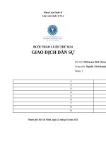 (TIỂU LUẬN) BUỔI THẢO LUẬN THỨ HAI GIAO DỊCH dân sự 