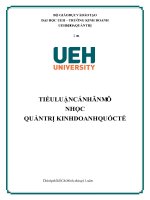 TIỂU LUẬN cá NHÂN môn học QUẢN TRỊ KINH DOANH QUỐC tế 