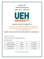 (TIỂU LUẬN) các NHÂN tố ẢNH HƯỞNG đến QUYẾT ĐỊNH lựa CHỌN THƯƠNG HIỆU THỜI TRANG TRONG nước của GIỚI TRẺ HIỆN NAY 