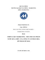 (TIỂU LUẬN) CHIẾN lược MARKETING   MIX CHO sản PHẨM nước rửa CHÉN của CÔNG TY cổ PHẦN hóa mỹ PHẨM mỹ hảo 