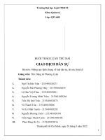 (TIỂU LUẬN) BUỔI THẢO LUẬN THỨ HAI GIAO DỊCH dân sự bộ môn những quy định chung về luật dân sự, tài sản, thừa kế 