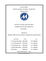 BÀI TIỂU LUẬN KẾT THÚC HỌC PHẦN MARKETING NHÀ HÀNG KHÁCH SẠN  ĐỀ TÀI TÌM HIỂU CHIẾN LƯỢC SẢN PHẨM TẠI SHERATON SAIGON HOTEL