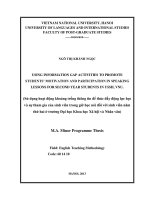 Luận văn thạc sĩ VNU ULIS using information gap activities to promote students motivation and participation in speaking lessons for second year students in USSH, VNU 