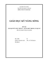 GIÁO DỤC KĨ NĂNG SỐNG- GIẢI QUYẾT MÂU THUẪN XUNG ĐỘT TRONG CƠ QUAN