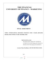 (TIỂU LUẬN) TOPIC INTERNATIONAL BUSINESS STRATEGY FOR 3 YEARS (2023 2025) HIGHLANDS COFFEE IN THE NETHERLANDS 