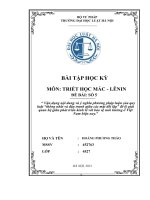 (TIỂU LUẬN) vận dụng nội dung và ý nghĩa phương pháp luận của quy luật “thống nhất và đấu tranh giữa các mặt đối lập” để lý giải quan hệ giữa phát triển kinh tế với bảo vệ môi trường 
