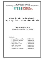 BÁO cáo kết QUẢ KHẢO sát DỊCH vụ CÔNG TY vận tải NHẤT tín 