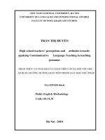 Luận văn thạc sĩ VNU ULIS high school teachers perceptions and attitudes towards applying communicative language teaching in teaching grammar 