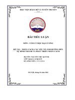 TIỂU LUẬN môn  tâm lý học đại CƯƠNG đề tài  NHÂN CÁCH, các yếu tố ẢNH HƯỞNG đến sự HÌNH THÀNH và PHÁT TRIỂN NHÂN CÁCH 