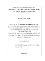 Luận văn thạc sĩ VNU ULIS the use of teamwork activities in the english speaking lessons at international standard program, vietnam national university, hanoi  