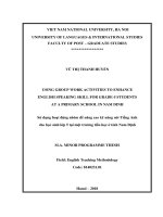 Luận văn thạc sĩ VNU ULIS using group work activities to enhance english speaking skill for grade 5 students at a primary school in nam dinh  