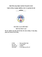 TIỂU LUẬN môn học TRÍ TUỆ NHÂN tạo đề tài nghiên cứu khai phá dữ liệu lớn data mining và ứng dụng phân tích doanh số bán hàng 