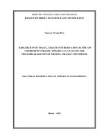 Nghiên cứu tổng hợp TiO2AC, TiO2GO và đưa lên gốm cordierite làm xúc tác cho quá trình quang phân hủy metyl da cam và phenol.