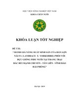 ĐÁNH GIÁ NĂNG SUẤT SINH sản của đàn lợn nái f1 ( LANDRACE x YORKSHIRE) PHỐI với đực GIỐNG PIDU NUÔI tại TRANG TRẠI bác bùi MẠNH CHUYỂN   tân LIÊN –VĨNH bảo hải PHÒNG 