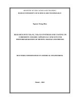 Nghiên cứu tổng hợp TiO2AC, TiO2GO và đưa lên gốm cordierite làm xúc tác cho quá trình quang phân hủy metyl da cam và phenol.