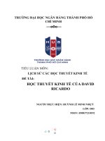 TIỂU LUẬN môn LỊCH sử các học THUYẾT KINH tế đề tài học THUYẾT KINH tế của DAVID RICARDO 