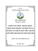 123doc   khao sat thuc trang hoat dong ban thuoc tai mot so co so ban le thuoc dat tieu chuan gpp tren dia ban ha noi nam 2016