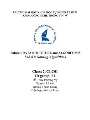 (TIỂU LUẬN) DATA STRUCTURE and ALGORITHMS lab 03 sorting algorithms