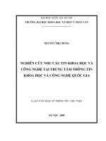 Luận văn thạc sĩ USSH nghiên cứu nhu cầu tin khoa học và công nghệ tại trung tâm thông tin khoa học và công nghệ quốc gia   