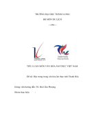 TIỂU LUẬN môn văn hóa ẩm THỰC VIỆT NAM đề tài đặc trưng trong văn hóa ẩm thực tỉnh thanh hóa 