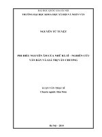 Luận văn thạc sĩ USSH phi điểu nguyên âm của nhữ bá sĩ   nghiên cứu văn bản và giá trị văn chương 